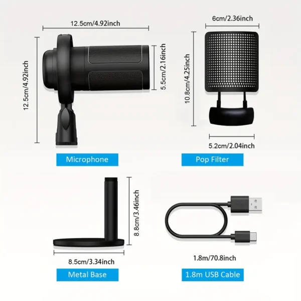 USB Condenser Microphone with Quick Mute