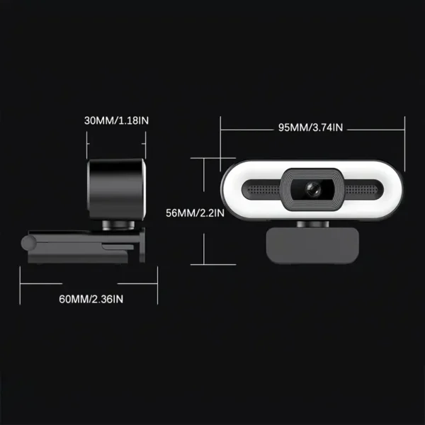Webcam QHD Camera with Ring Light
