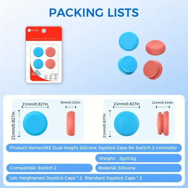 IINE Dual-Height Joystick Caps for Switch 2