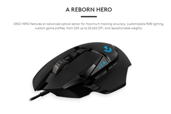Logitech G502 HERO High Performance Wired Gaming Mouse | HERO 25K Sensor | 25,600 DPI | LightSync RGB
